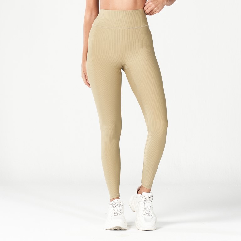 CODE RIBBED LEGGINGS - SAND