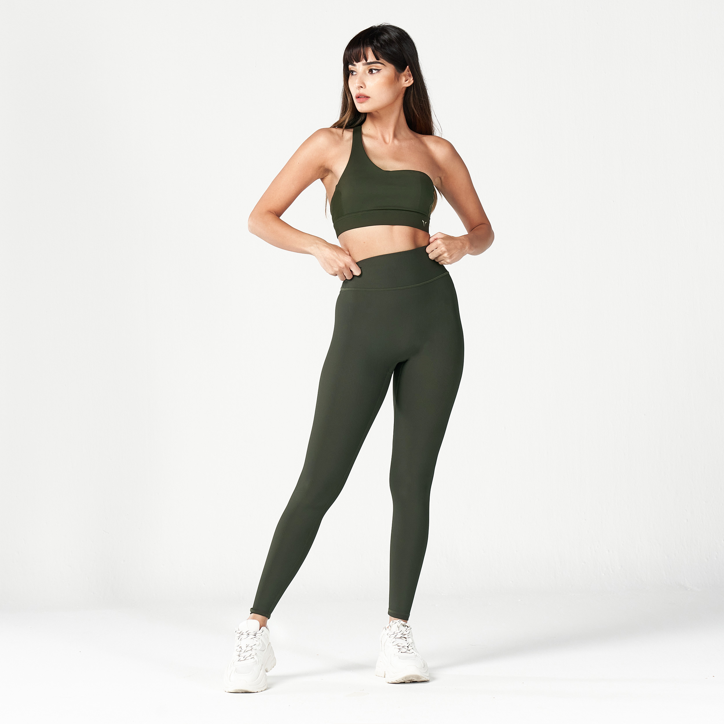 CODE RIBBED LEGGINGS - KHAKI