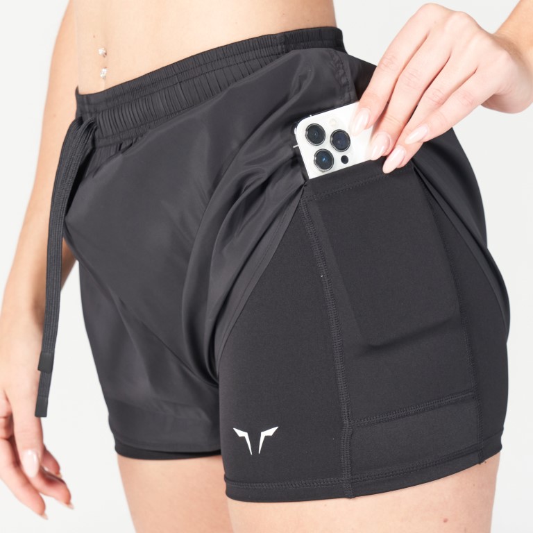 GLAZE 2-IN-1 SHORTS - BLACK