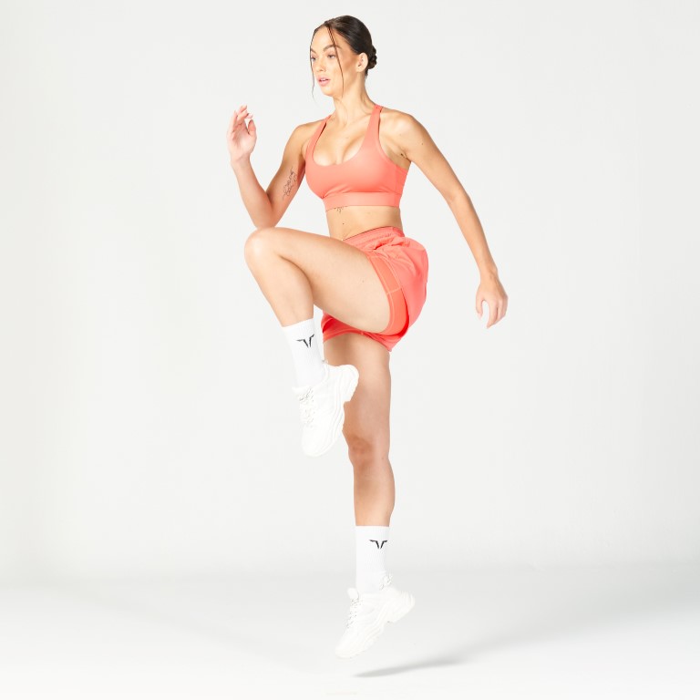 GLAZE 2-IN-1 SHORTS - HOT CORAL
