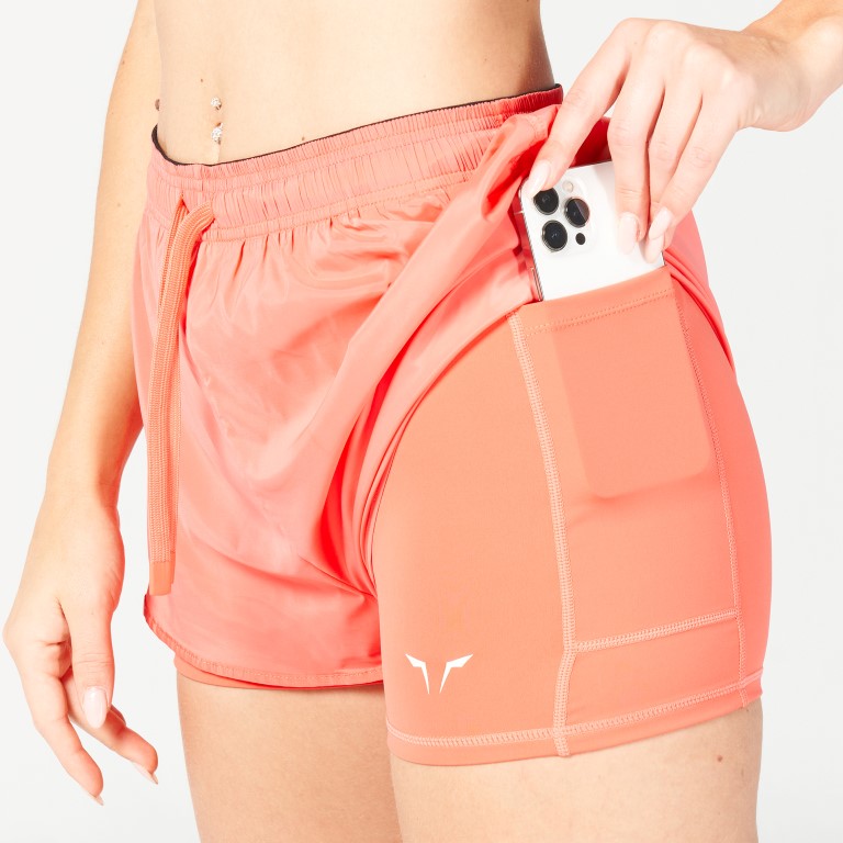 GLAZE 2-IN-1 SHORTS - HOT CORAL