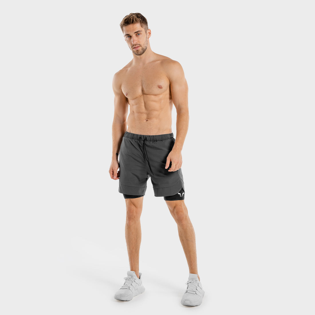 LIMITLESS 2-IN-1 SHORTS - CHARCOAL AND BLACK
