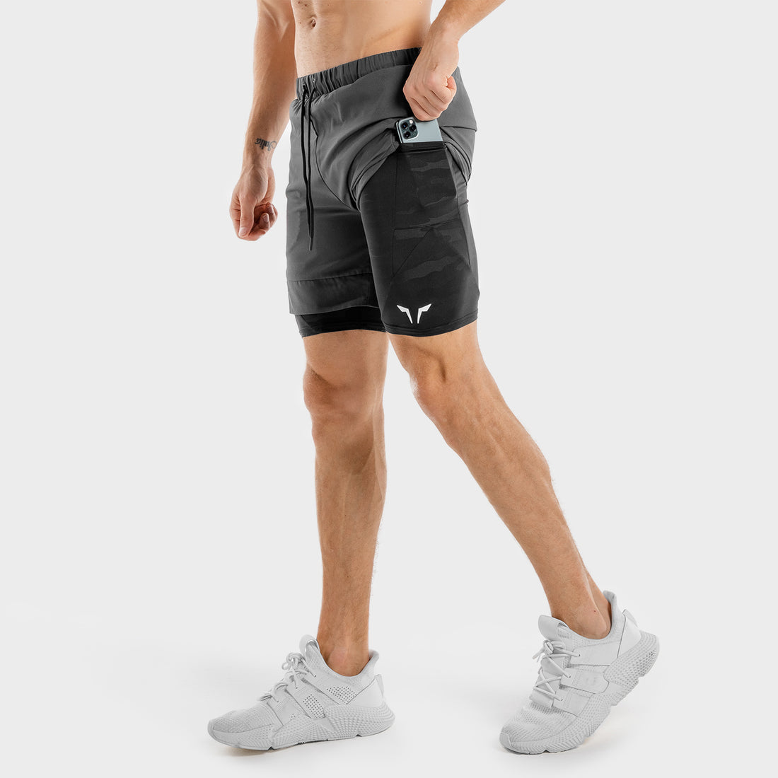 LIMITLESS 2-IN-1 SHORTS - CHARCOAL AND BLACK