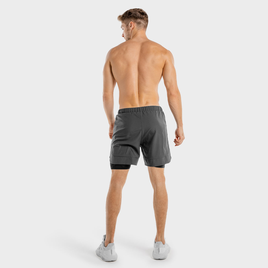 LIMITLESS 2-IN-1 SHORTS - CHARCOAL AND BLACK